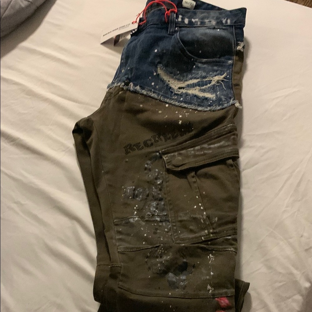 Men's Skinny Jeans in Blue and Olive